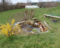 00 Petit tour de jardin avant le départ. Le petit bassin réparé et, après quelques averses, bien remis en eau.